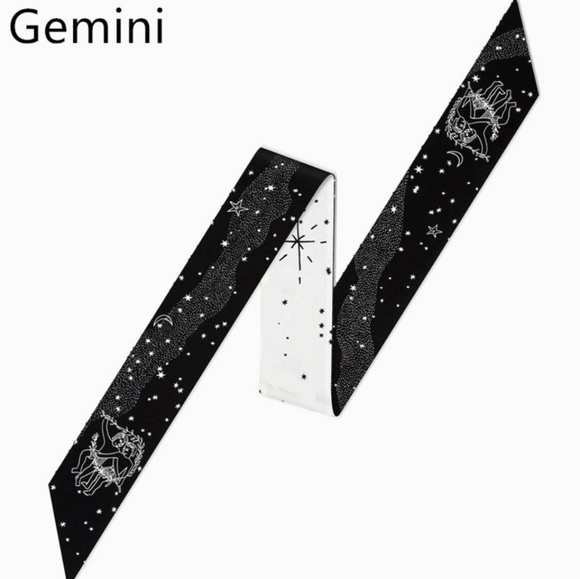 Accessories - Gemini Zodiac Sign Silk Twilly Scarf